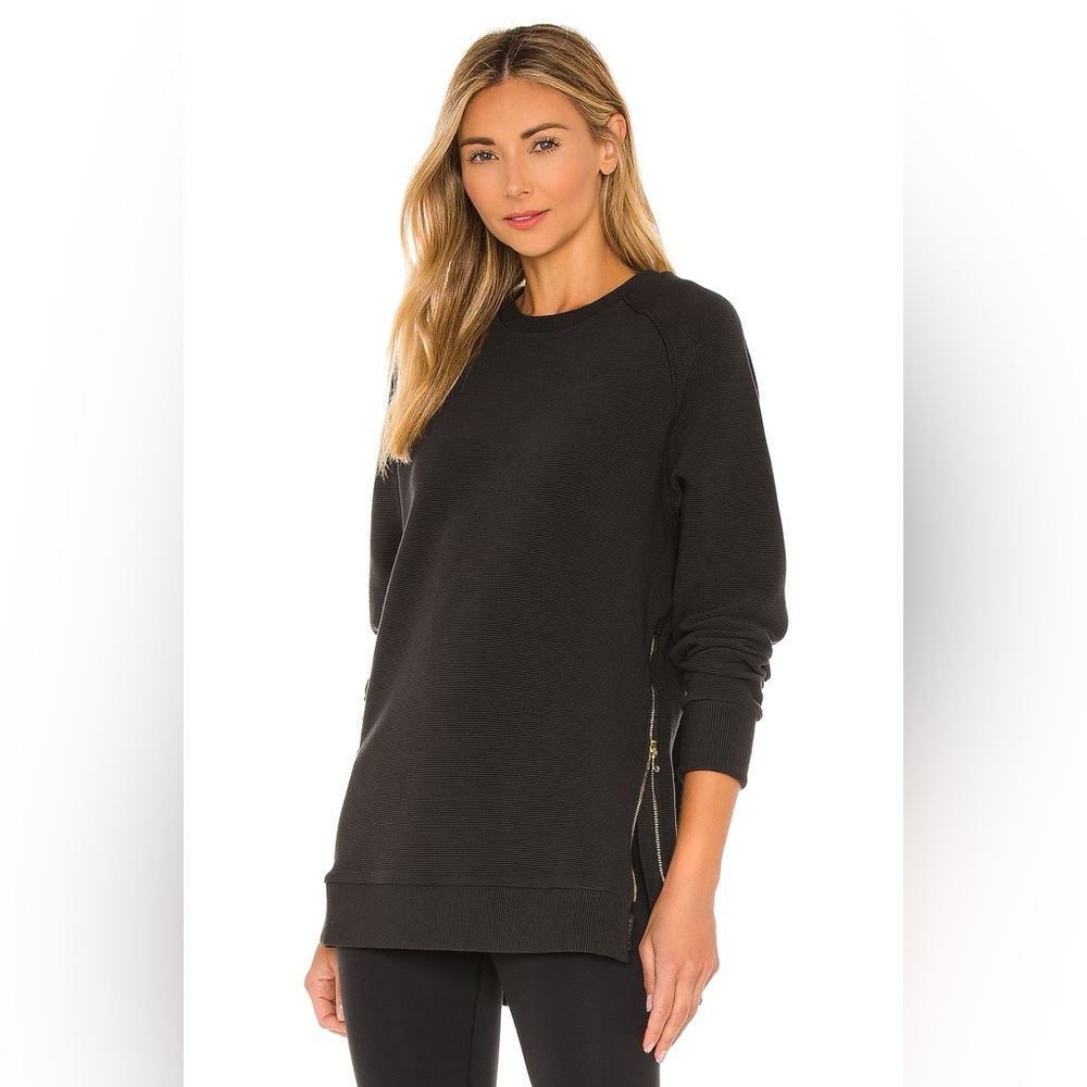 Varley Black Crewneck Sweatshirt with Side Zip